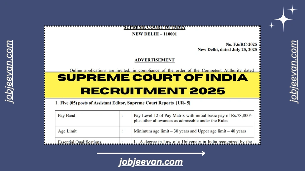 Supreme Court of India Recruitment 2025